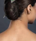 Oxidized peacock feather hair stick: antique silver plated hair pin