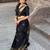 Black soft silk blend banarasi jacuard work designer saree with blouse