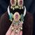 Pink green kundan meenakari choker set, pearl strands