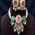 Pink green kundan meenakari choker set, pearl strands
