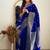 Royal blue soft silk blend banarasi jacuard work designer saree with blouse