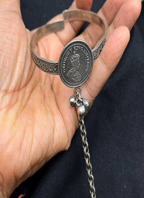 Oxidised coin hand harness bracelet ring | antique silver indian haathphool jewelry 3
