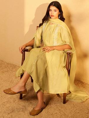 Golden hour chanderi suit set with dupatta 1