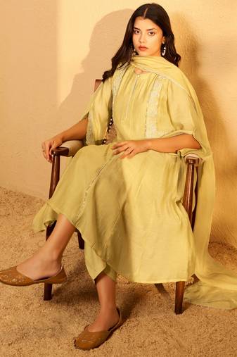 Golden hour chanderi suit set with dupatta