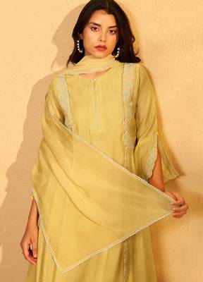 Golden hour chanderi suit set with dupatta 3