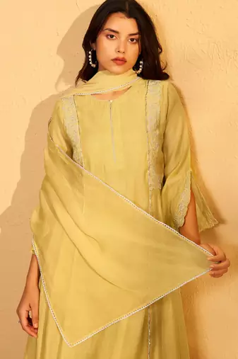 Golden hour chanderi suit set with dupatta