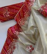 Cream color  Bandhani print with gota patti work kota Doriya
