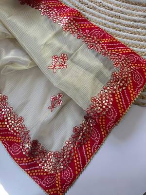 Cream color  Bandhani print with gota patti work kota Doriya 4