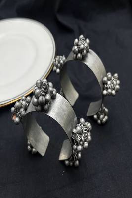 Set of 3pc oxidized silver tribal bangles set, boho statement cuff bracelet kada 4