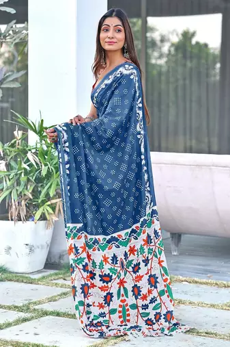 Churi hand block print mulmul cotton sarees