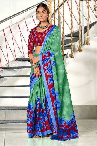 Hand block print mulmul cotton sarees
