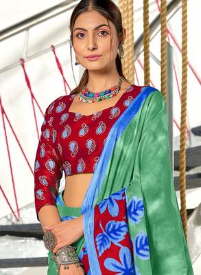 Hand block print mulmul cotton sarees 2