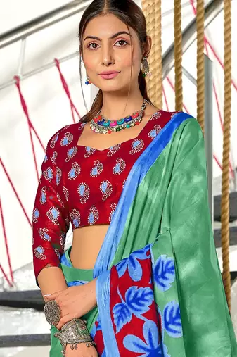 Hand block print mulmul cotton sarees