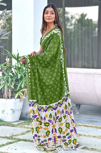 Churi hand block print mulmul cotton sarees