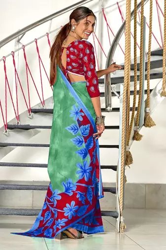 Hand block print mulmul cotton sarees