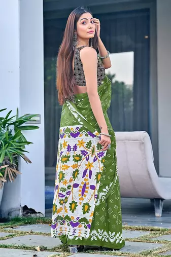 Churi hand block print mulmul cotton sarees