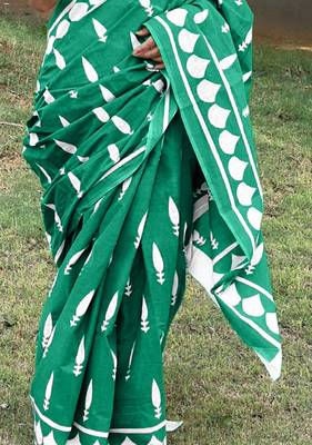 Pure cotton fancy bagru print sarees with blouse pice* 3