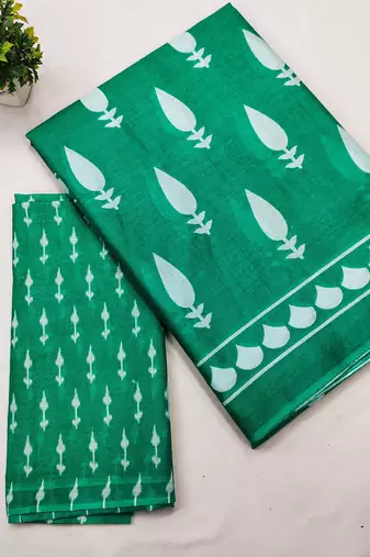 Pure cotton fancy bagru print sarees with blouse pice*