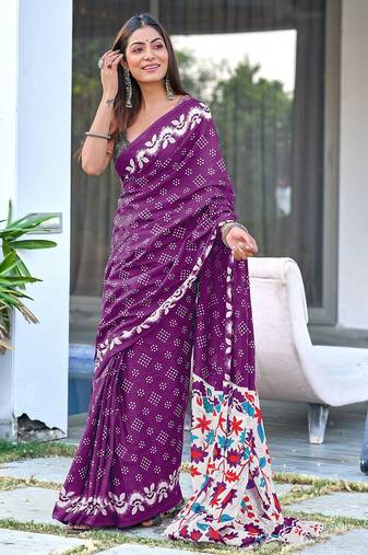 Churi hand block print mulmul cotton sarees