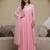 Pink Georgette Beads Embroidery Work Anarkali Kurta Pant with Dupatta For Women