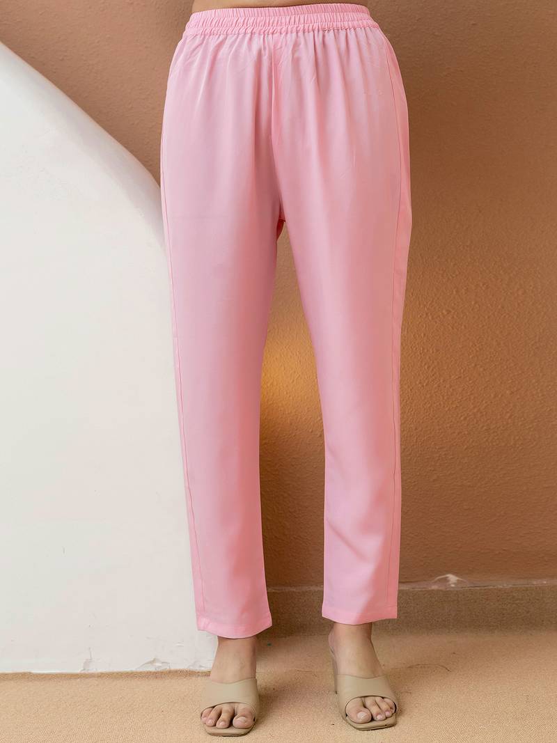 Pink Georgette Beads Embroidery Work Anarkali Kurta Pant with Dupatta For Women