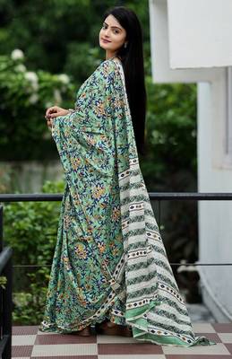 Ajrakh fancy hand block mulmul cotton sarees 3
