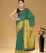 Hand block print with hevay zari bodar sarees