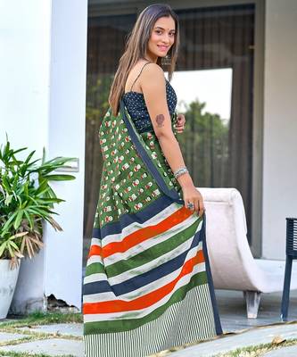 Cartoon hand block mulmul cotton sarees 4