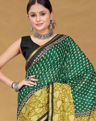 Hand block print with hevay zari bodar sarees 2