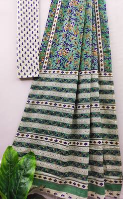 Ajrakh fancy hand block mulmul cotton sarees 4