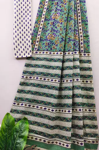 Ajrakh fancy hand block mulmul cotton sarees
