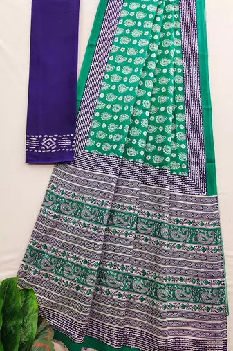 Ajrakh fancy hand block mulmul cotton sarees
