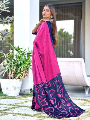 Batik style fancy hand block mulmul cotton sarees 3