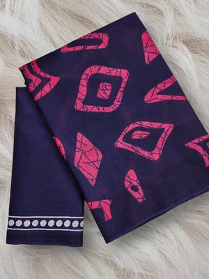 Batik style fancy hand block mulmul cotton sarees 5