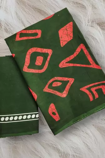 Batik style fancy hand block mulmul cotton sarees