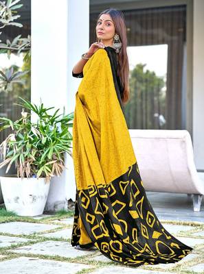 Batik style fancy hand block mulmul cotton sarees 3