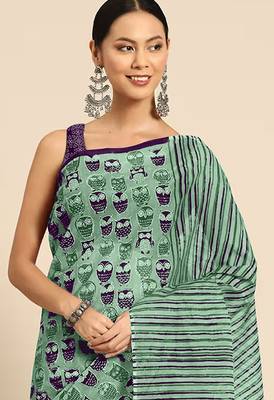 Jaipur hand block ikkat print sarees 2