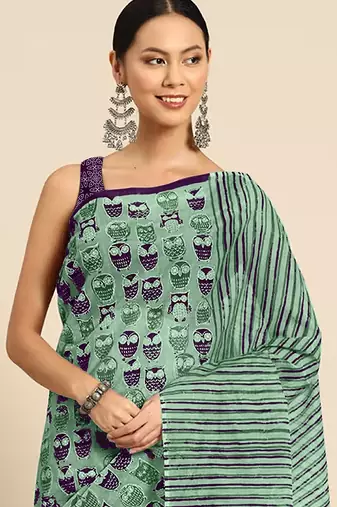 Jaipur hand block ikkat print sarees