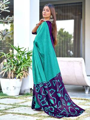 Batik style fancy hand block mulmul cotton sarees 3