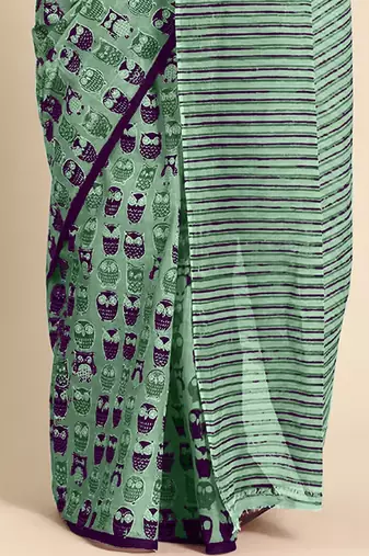 Jaipur hand block ikkat print sarees