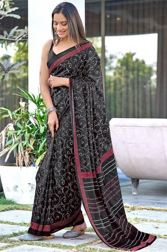 Ajrakh fancy hand block mulmul cotton sarees