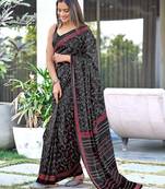 Ajrakh fancy hand block mulmul cotton sarees