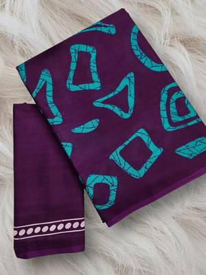 Batik style fancy hand block mulmul cotton sarees 5