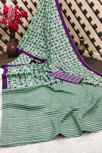 Jaipur hand block ikkat print sarees