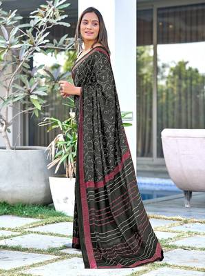 Ajrakh fancy hand block mulmul cotton sarees 3
