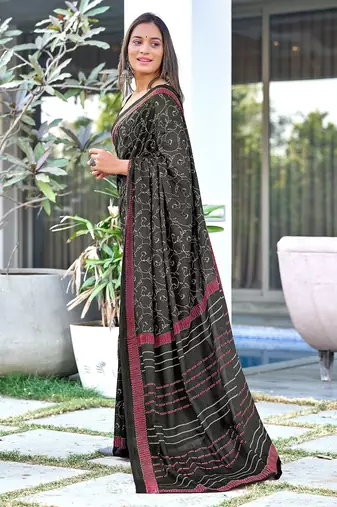 Ajrakh fancy hand block mulmul cotton sarees