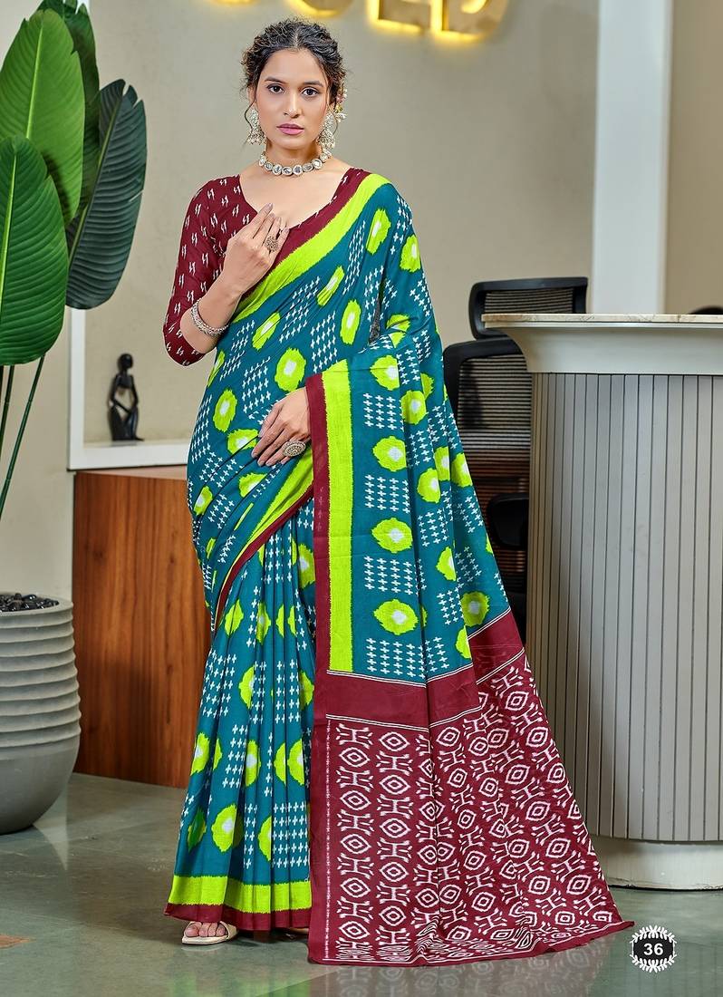 Pure cotton bandhani and ajrak block print sarees