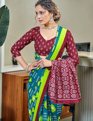 Pure cotton bandhani and ajrak block print sarees 3