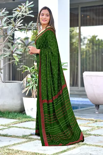 Ajrakh fancy hand block mulmul cotton sarees