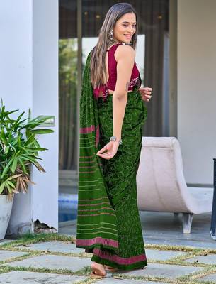 Ajrakh fancy hand block mulmul cotton sarees 4